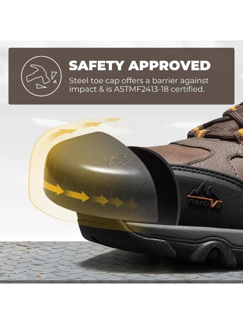 Men's Brown Waterproof Shoes Casual High Top Steel Toe Non Slip Hiking Boot